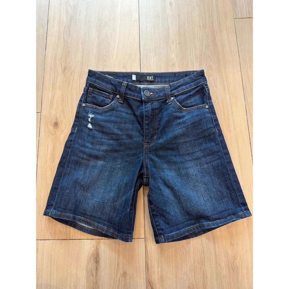 Kut from the Kloth Chloe Boyfriend Shorts Dark Wash Distressed Denim‎ Size 0